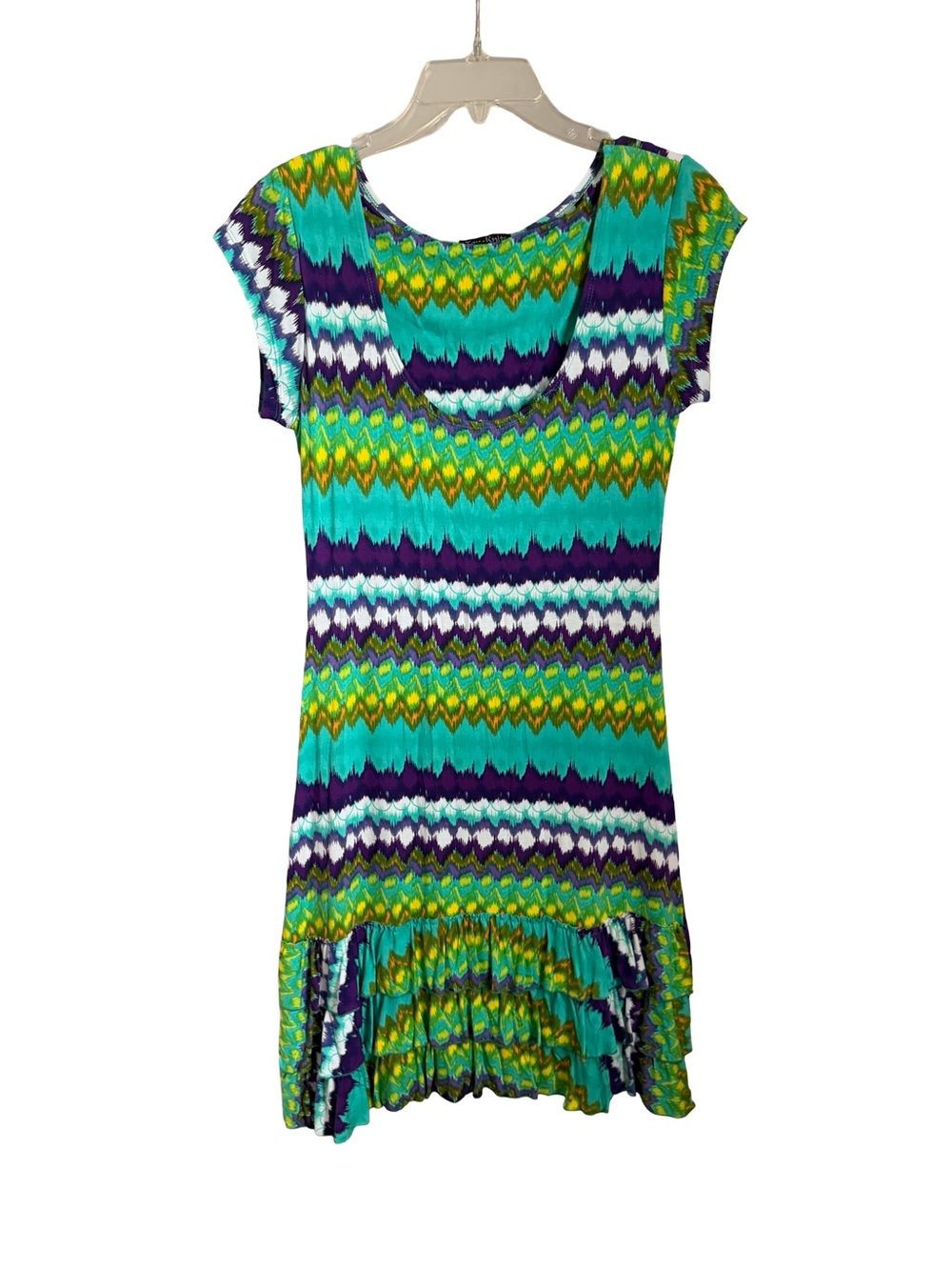 Zen-Knits Turquoise & Purple Zigzag Dress